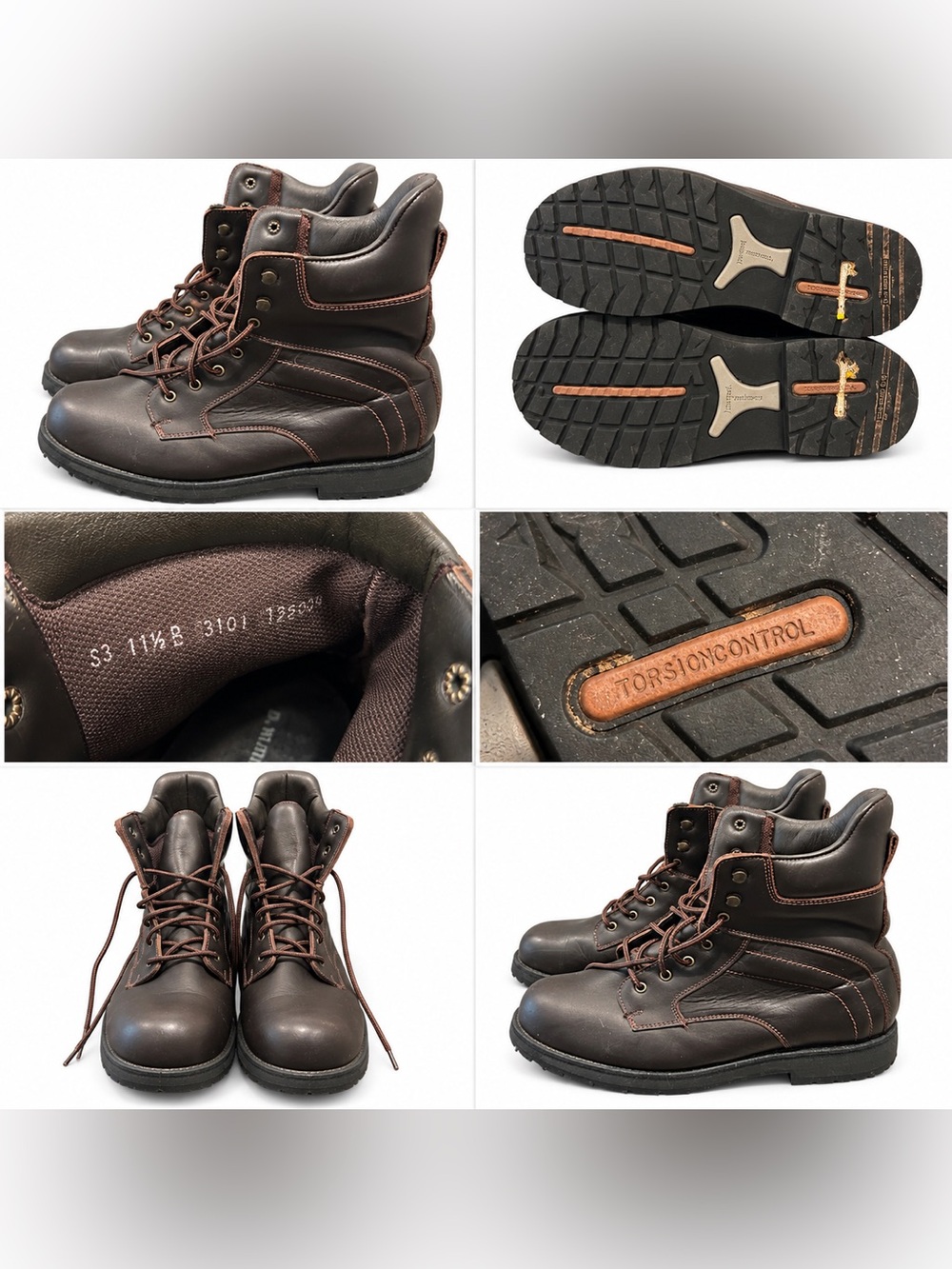 Men's Brown Leather Work Boots with Torsion Control